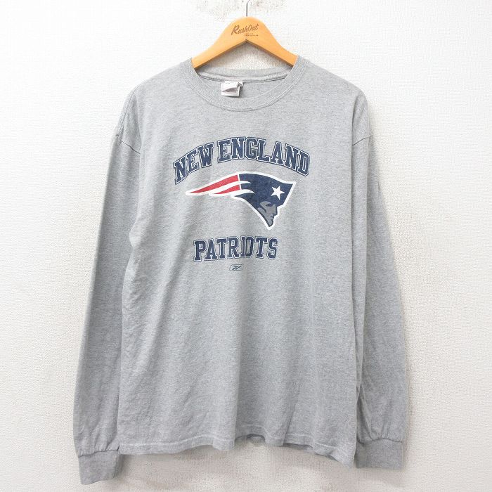 L★古着 長袖 ビンテージ Tシャツ メンズ 00年代 00s NFL ニューイングランドペイトリオッツ クルーネック グレー 霜降り アメフト スーパーボウル 25jun06 中古