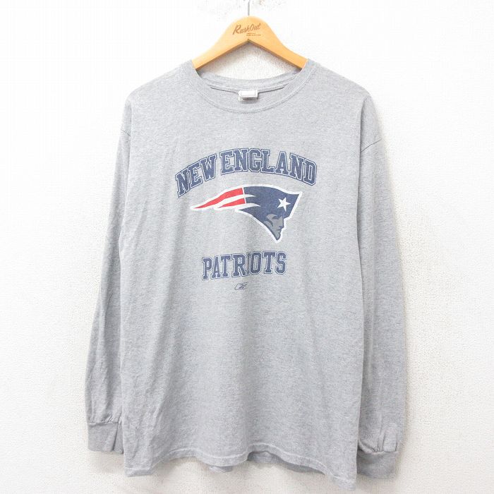 L★古着 長袖 ビンテージ Tシャツ メンズ 00年代 00s NFL ニューイングランドペイトリオッツ クルーネック グレー 霜降り アメフト スーパーボウル 25jun06 中古