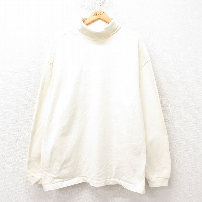 【20%OFF】XL★古着 ギャップ GAP 長袖 ビンテージ Tシャツ メンズ 90年代 90s 無地 大きいサイズ コットン タートルネック ハイネック 生成り 【spe】 25jun06 中古