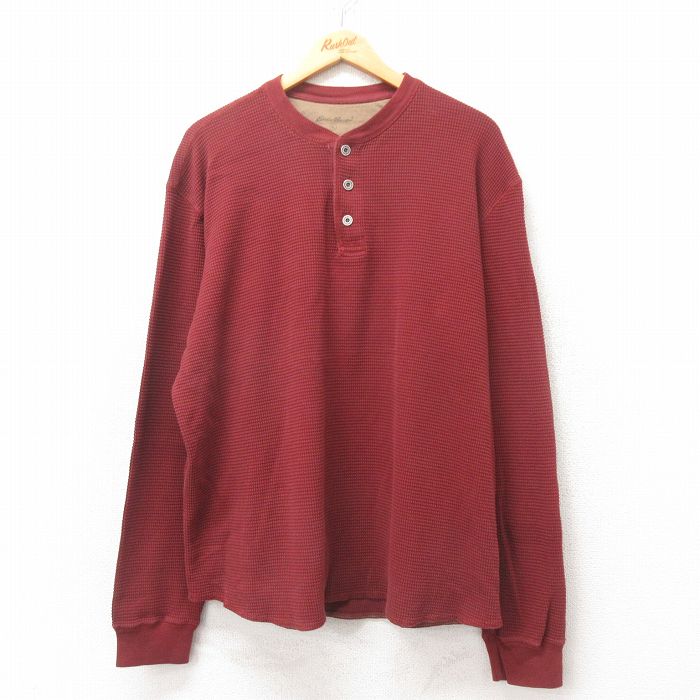 XL★古着 エディーバウアー 長袖 サーマル Tシャツ メンズ 大きいサイズ コットン ヘンリーネック エンジ 25jun06 中古