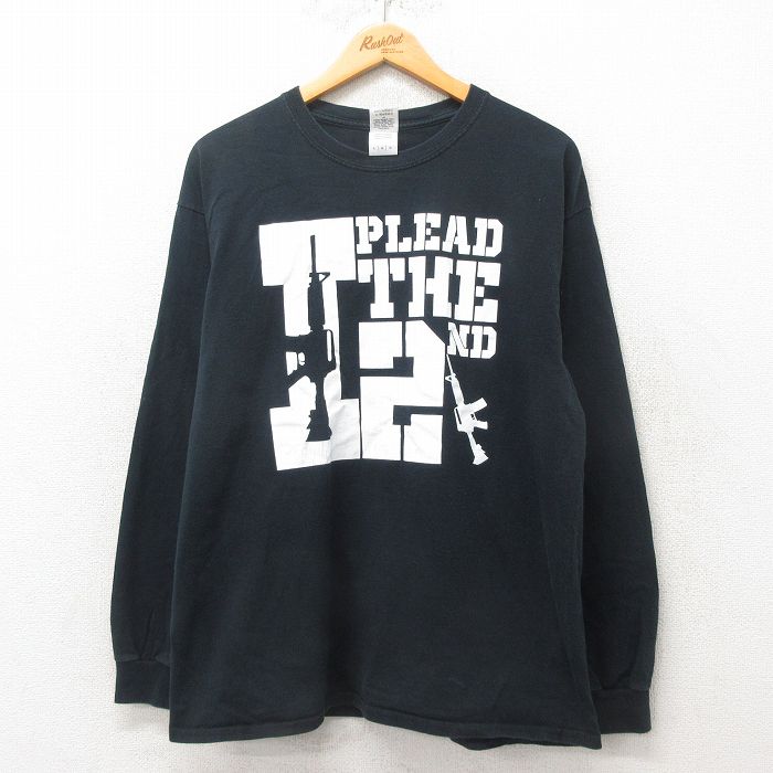 L★古着 長袖 ビンテージ Tシャツ メンズ 00年代 00s マシンガン コットン クルーネック 黒 ブラック 25jun06 中古