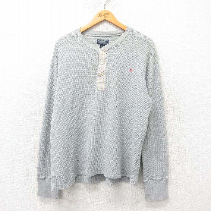 XL★古着 ラルフローレン Ralph Lauren ポロジーンズ 長袖 ブランド サーマル Tシャツ メンズ 大きいサイズ コットン ヘンリーネック グレー 25jun06 中古