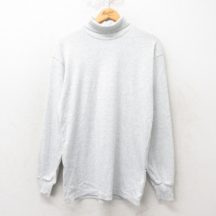 XL★古着 マジェスティック 長袖 ビンテージ Tシャツ メンズ 90年代 90s 無地 タートルネック ハイネック USA製 グレー 霜降り 25jun06 中古