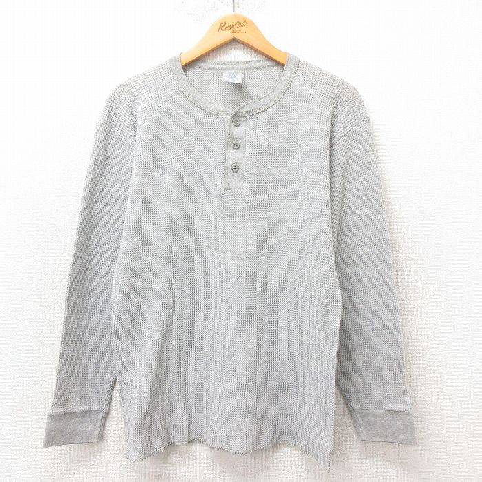 XL★古着 フルーツオブザルーム 長袖 ビンテージ サーマル Tシャツ メンズ 00年代 00s 無地 ヘンリーネック グレー 25jun12 中古