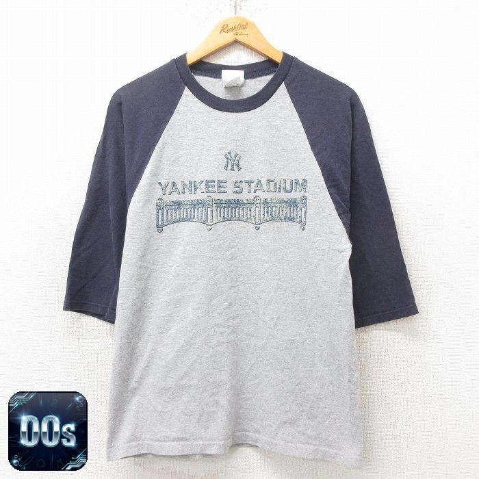 【50%OFF】マジェスティック 00s 7分袖Tシャツ MLB ニューヨークヤンキース グレー M | 古着