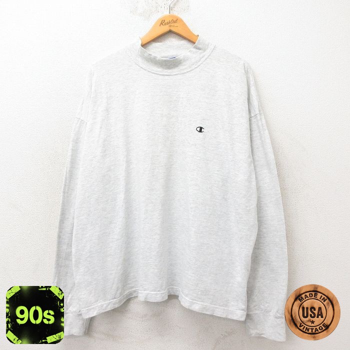 【50%OFF】チャンピオン 90s 長袖Tシャツ ワンポイントロゴ グレー XL | 古着