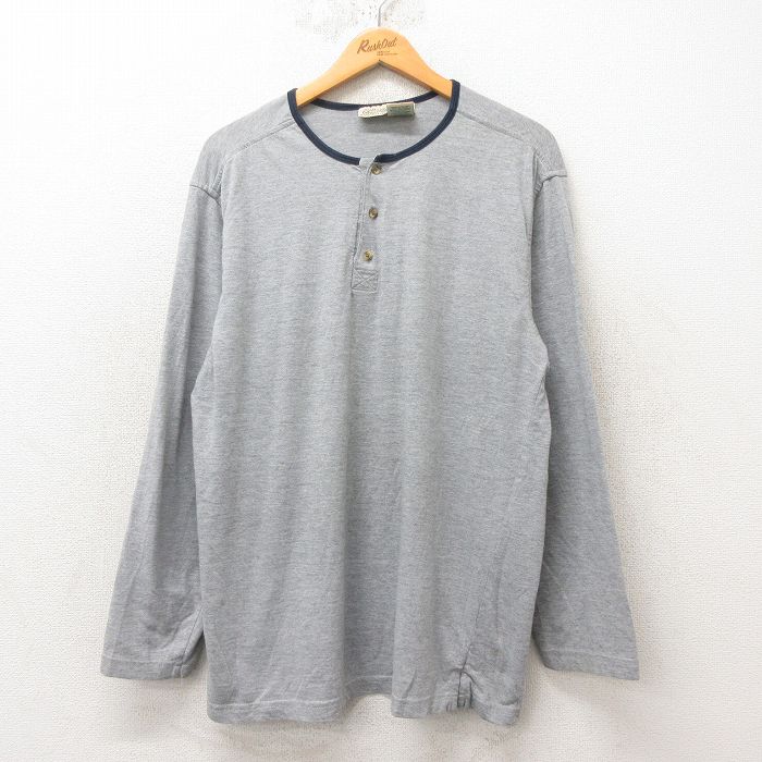 XL★古着 セントジョンズベイ 長袖 ビンテージ Tシャツ メンズ 00年代 00s 無地 ヘンリーネック グレー 霜降り 25jun12 中古
