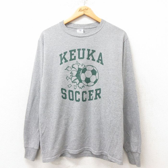 M★古着 ジャージーズ 長袖 ビンテージ Tシャツ メンズ 00年代 00s サッカー クルーネック グレー 霜降り 25jun12 中古