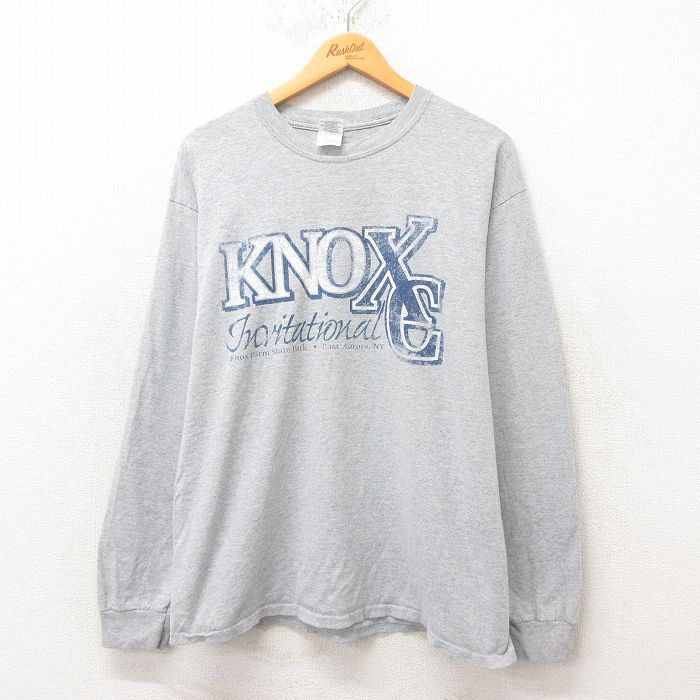 【50%OFF】L★古着 長袖 ビンテージ Tシャツ メンズ 00年代 00s KNOXC クルーネック グレー 霜降り 25jun12 中古