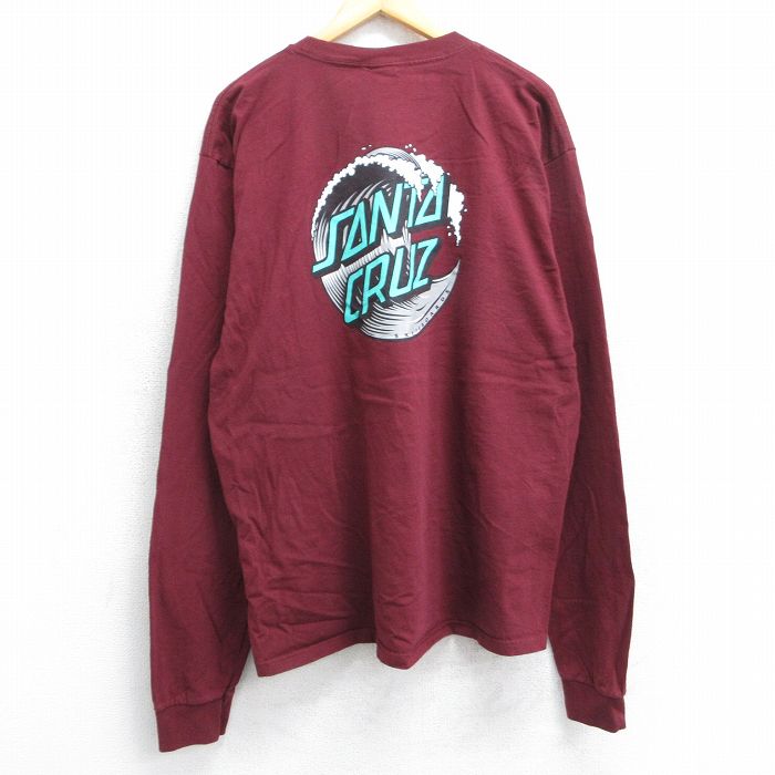 XL★古着 サンタクルーズ 長袖 Tシャツ メンズ ビッグロゴ 大きいサイズ コットン クルーネック えんじ 25jun12 中古