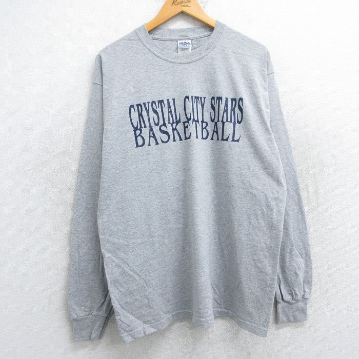 L★古着 長袖 ビンテージ Tシャツ メンズ 00年代 00s クリスタルシティスターズ バスケットボール クルーネック グレー 霜降り 25jun12 中古