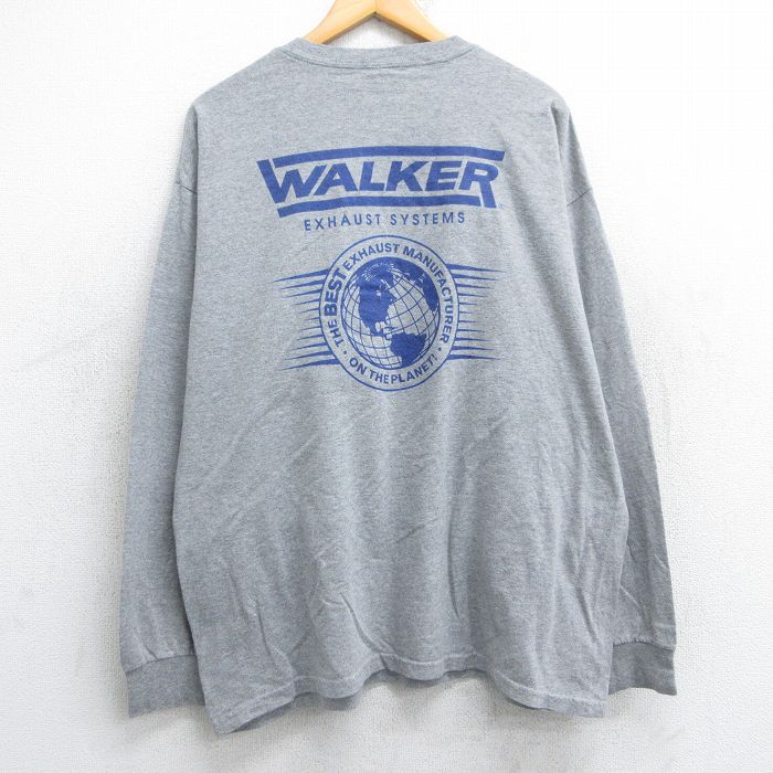 XL★古着 ジャージーズ 長袖 ビンテージ Tシャツ メンズ 00年代 00s 地球 WALKER 大きいサイズ クルーネック グレー 霜降り 25jun12 中古
