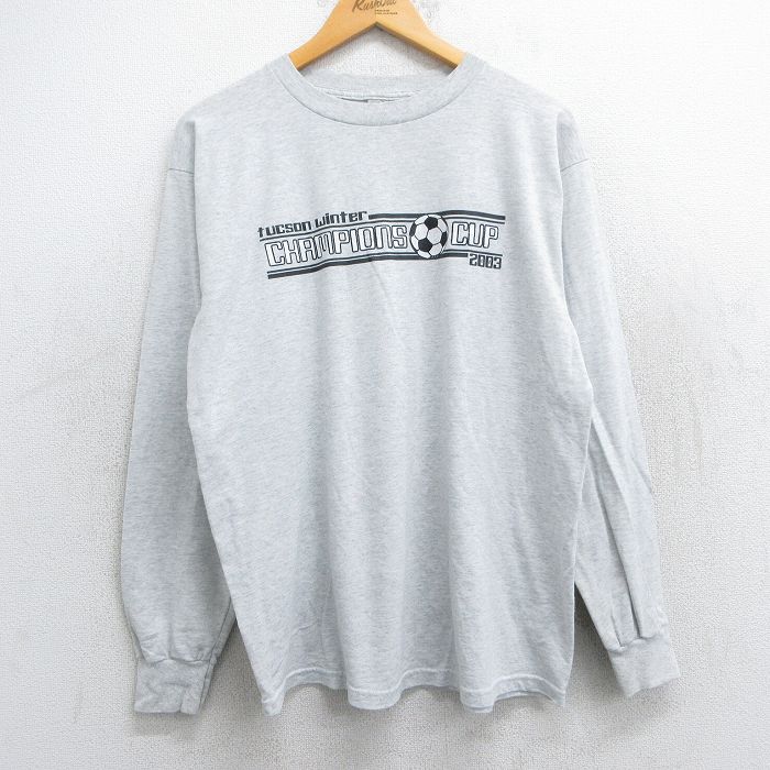 L★古着 フルーツオブザルーム 長袖 ビンテージ Tシャツ メンズ 00年代 00s サッカー チャンピオン クルーネック 薄グレー 霜降り 25jun12 中古