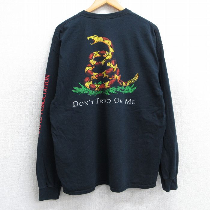 XL★古着 長袖 ビンテージ Tシャツ メンズ 00年代 00s NRA ヘビ コットン クルーネック 黒 ブラック 25jun13 中古