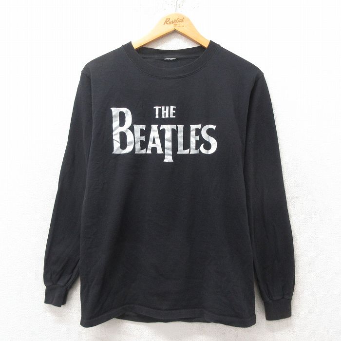 M★古着 長袖 ロック バンド Tシャツ メンズ ビートルズ The Beatles クルーネック 黒 ブラック 25jun13 中古