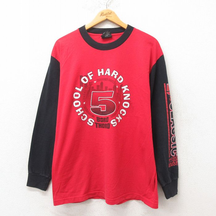 L★古着 SCHOOL OF HARD KNOCKS 長袖 ビンテージ Tシャツ メンズ 90年代 90s 5 ツートンカラー コットン クルーネック USA製 【spe】 25jun13 中古