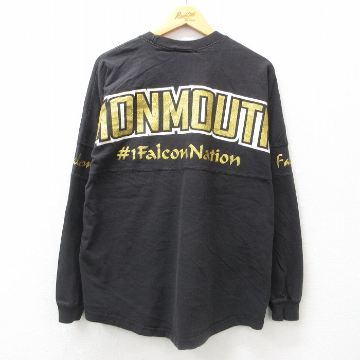 XL★古着 長袖 Tシャツ メンズ MONMOUTH 大きいサイズ コットン クルーネック 黒 ブラック 25jun19 中古