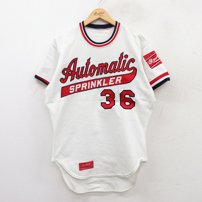 XL★古着 ローリングス 半袖 ビンテージ Tシャツ メンズ 80年代 80s Automatic SPRINKLER 36 クルーネック USA製 白他 ホワイト 25jun20 中古