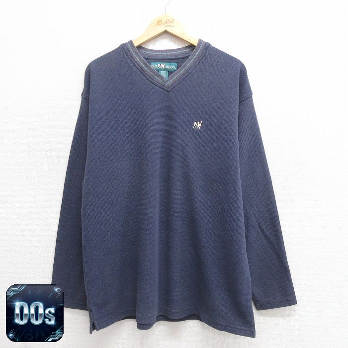 ビッグドッグス 00s 長袖Tシャツ ワンポイントロゴ ネイビー XL | 古着