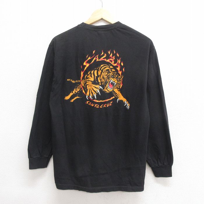 M★古着 サンタクルーズ 長袖 Tシャツ メンズ サルバ クルーネック 黒 ブラック 25jun20 中古