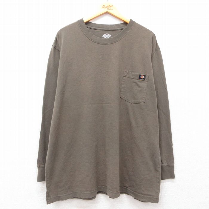 ディッキーズ 長袖Tシャツ 胸ポケット付き ブラウン XL | 古着