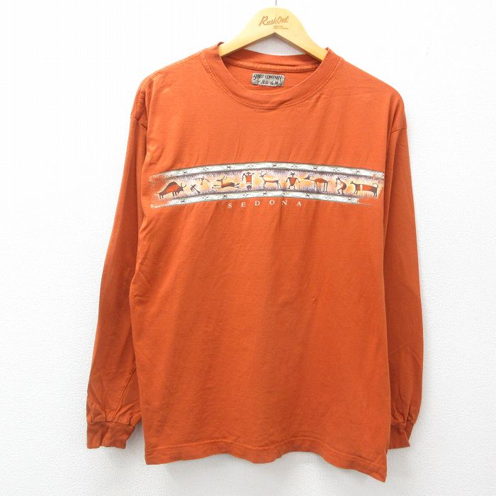 XL★古着 長袖 ビンテージ Tシャツ メンズ 00年代 00s セドナ クルーネック オレンジ系 25jun23 中古