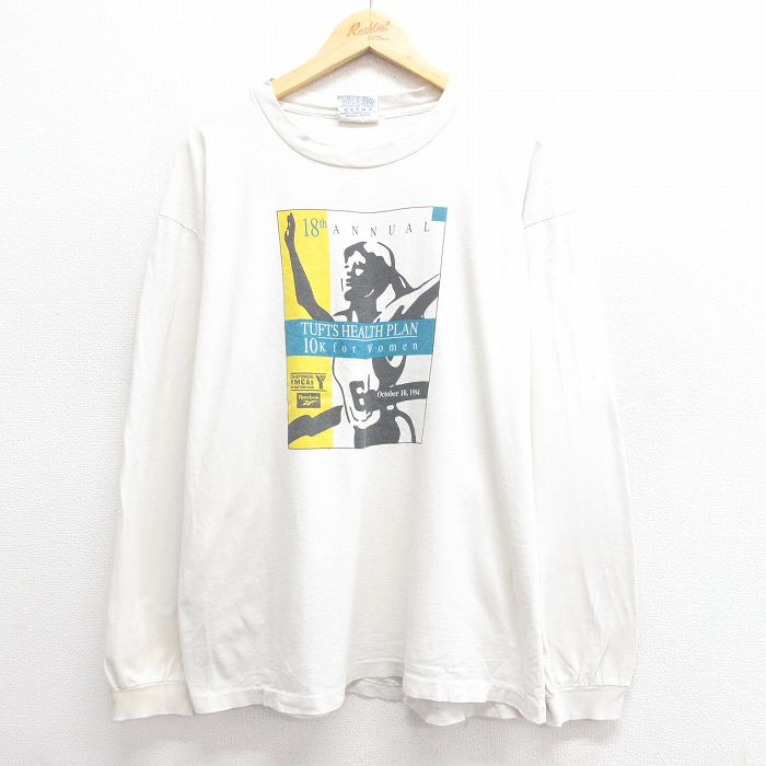 リーボック 90s 長袖Tシャツ ハーフプラン ホワイト XL | 古着