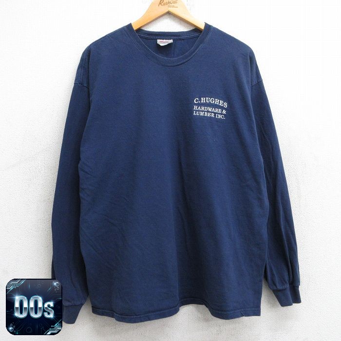 ヘインズ 00s 長袖Tシャツ LUMBER ネイビー XL | 古着