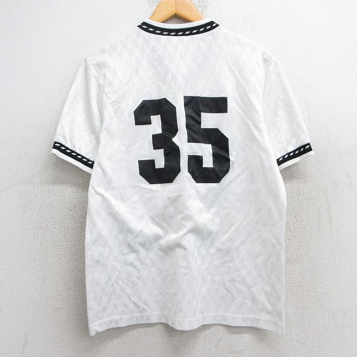 M★古着 半袖 ビンテージ サッカー Tシャツ メンズ 80年代 80s ウェルスレイ 35 Vネック USA製 白 ホワイト 25jun25 中古