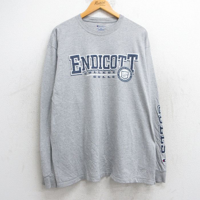 【50%OFF】XL★古着 チャンピオン Champion 長袖 Tシャツ メンズ エンディコット カレッジ クルーネック グレー 霜降り 25jun25 中古