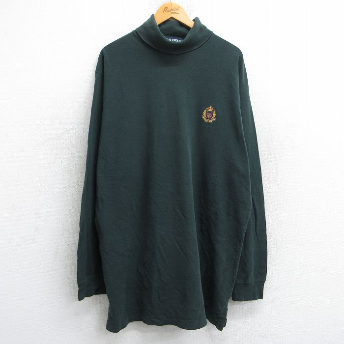 ラルフローレン 90s 長袖Tシャツ ワンポイントロゴ グリーン XL | 古着