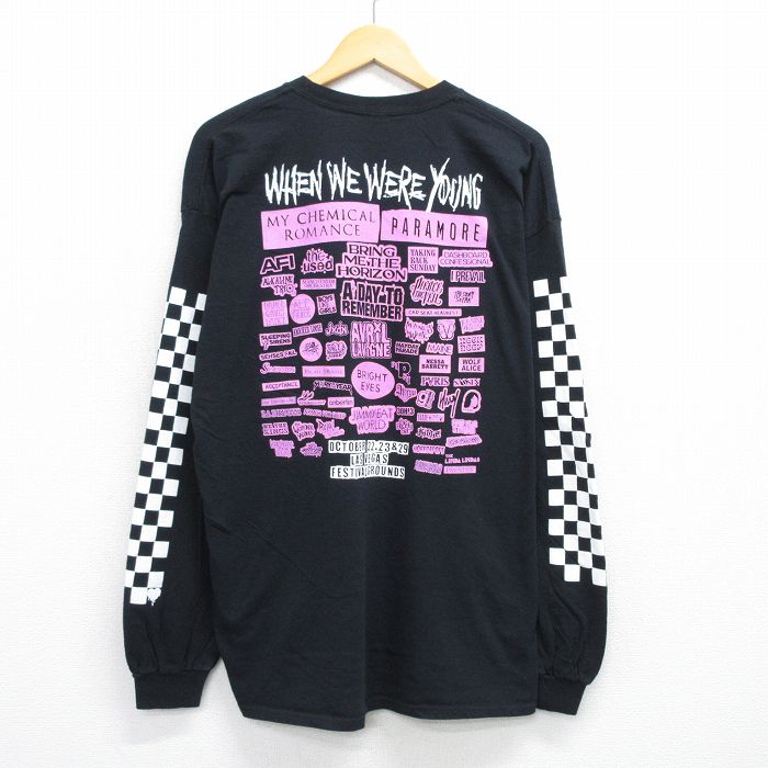 XL★古着 長袖 ロック バンド Tシャツ メンズ マイケミカルロマンス パラモア 大きいサイズ コットン クルーネック 黒 ブラック 【spe】 25jun26 中古