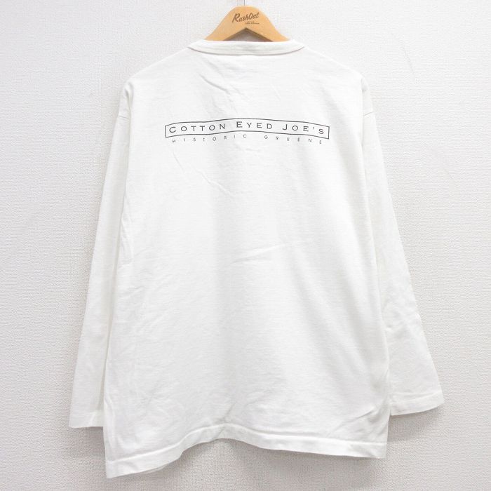 【20%OFF】XL★古着 長袖 ビンテージ Tシャツ メンズ 90年代 90s COTTON コットン ヘンリーネック USA製 白 ホワイト 25jun27 中古