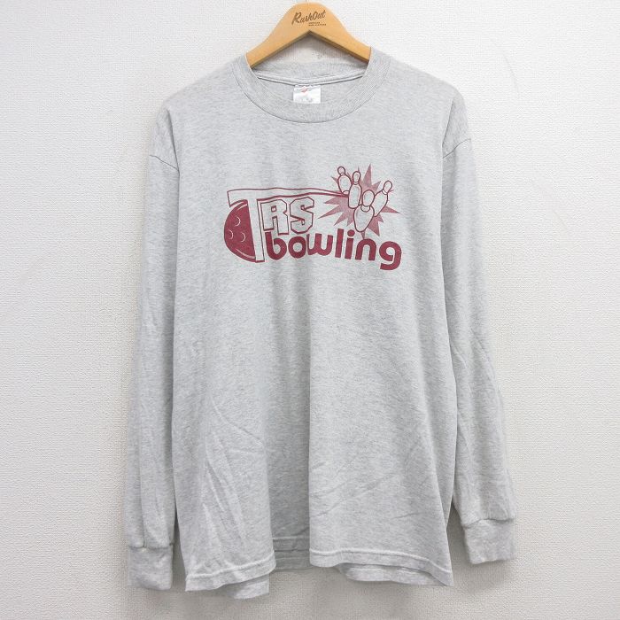 XL★古着 ジャージーズ 長袖 ビンテージ Tシャツ メンズ 00年代 00s ボウリング クルーネック 薄グレー 霜降り 25jun27 中古