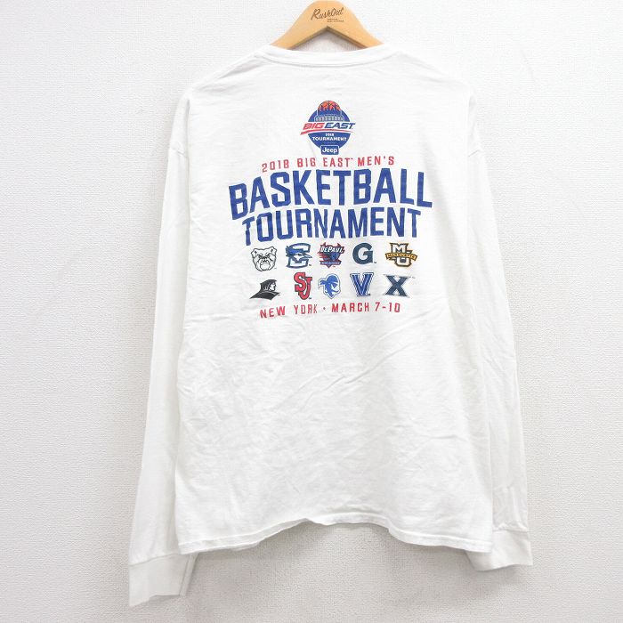 XL★古着 チャンピオン Champion 長袖 Tシャツ メンズ バスケットボール Jeep クルーネック 白 ホワイト 25jun27 中古