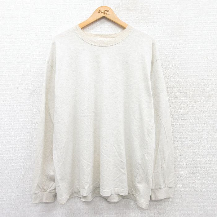 XL★古着 エルエルビーン LLBEAN 長袖 ビンテージ Tシャツ メンズ 90年代 90s 無地 大きいサイズ コットン クルーネック 薄グレー 霜降り 25jun27 中古