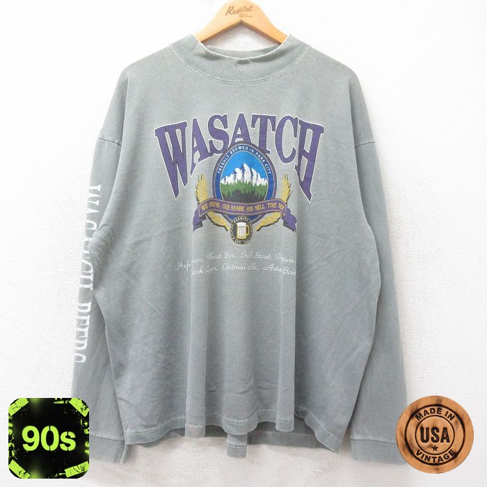 【50%OFF】90s 長袖Tシャツ WASATCH グリーン XL | 古着