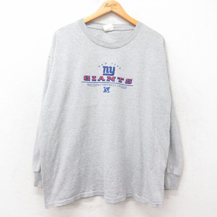 【50%OFF】XL★古着 リー Lee 長袖 ビンテージ Tシャツ メンズ 00年代 00s NFL ニューヨークジャイアンツ 大きいサイズ クルーネック グレー 霜降り アメフト スーパーボウル 25jun27 中古