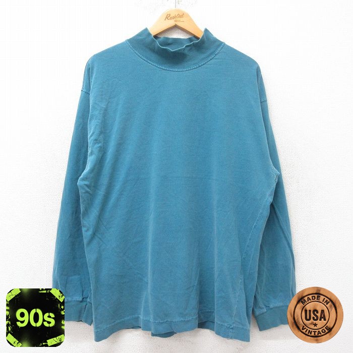 90s 長袖Tシャツ モックネック グリーン XL | 古着