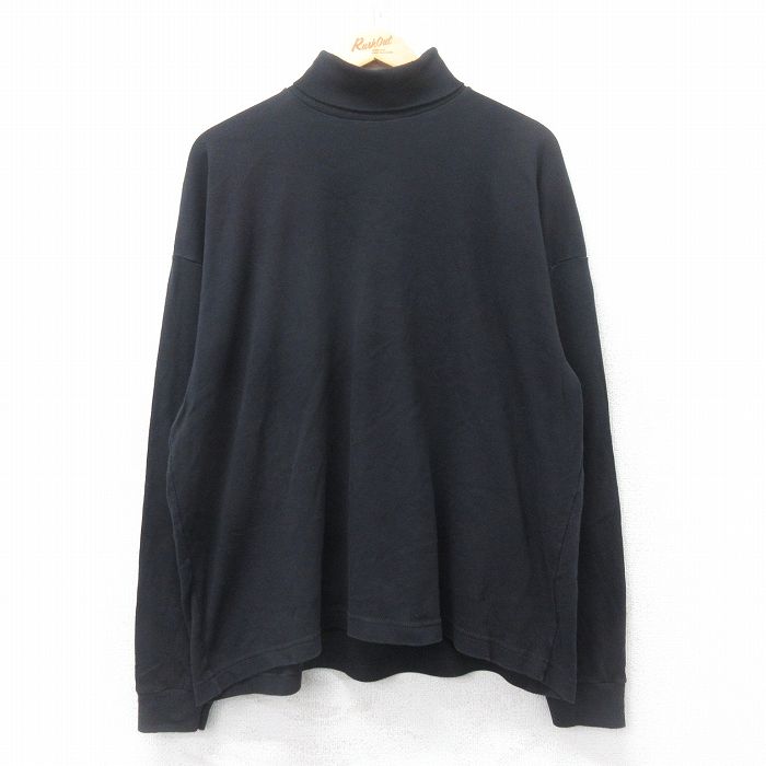 XL★古着 ピューリタン 長袖 ビンテージ Tシャツ メンズ 00年代 00s 無地 大きいサイズ コットン タートルネック ハイネック 黒 ブラック 25jun28 中古