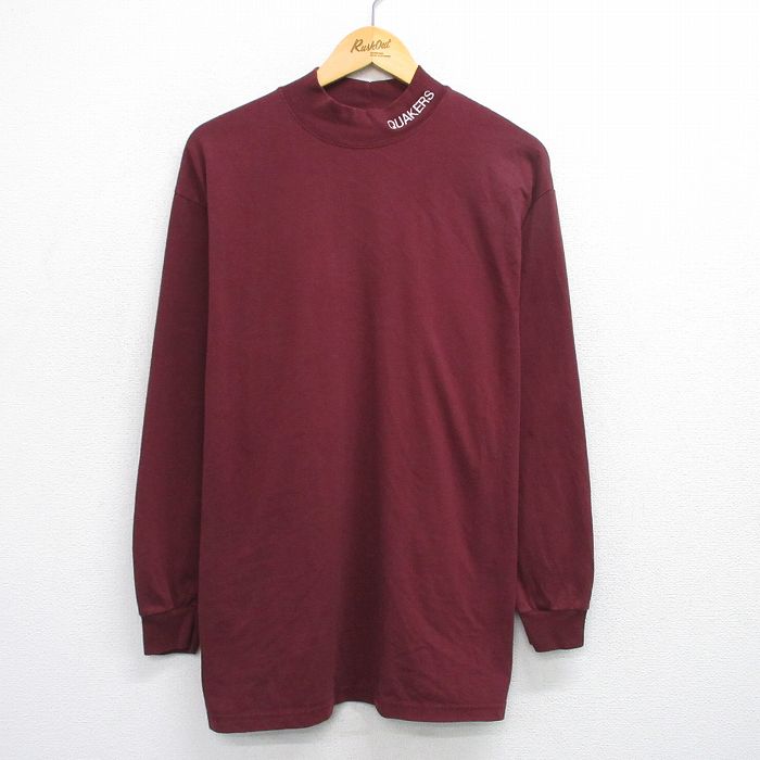 【20%OFF】XL★古着 長袖 ビンテージ Tシャツ メンズ 00年代 00s QUAKERS モックネック ハイネック エンジ 25jun28 中古