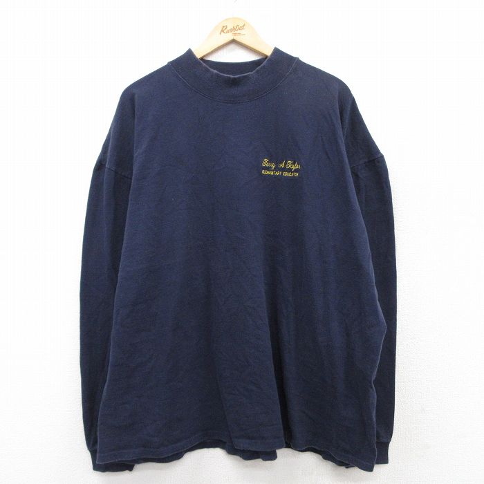 90s 長袖Tシャツ ELEMENTARY EDUCATOR ネイビー XL | 古着