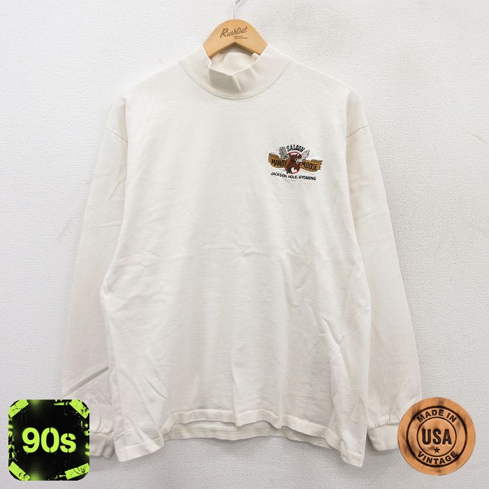 【50%OFF】90s 長袖Tシャツ MANGY MOOSE 生成り ベージュ L | 古着
