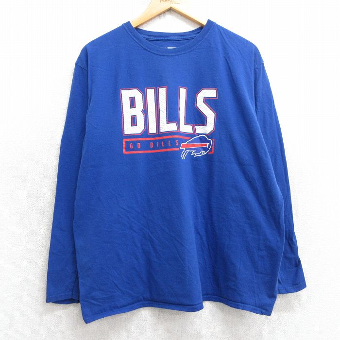 XL★古着 長袖 Tシャツ メンズ NFL バッファロービルズ クルーネック 青 ブルー アメフト スーパーボウル 25jul01 中古