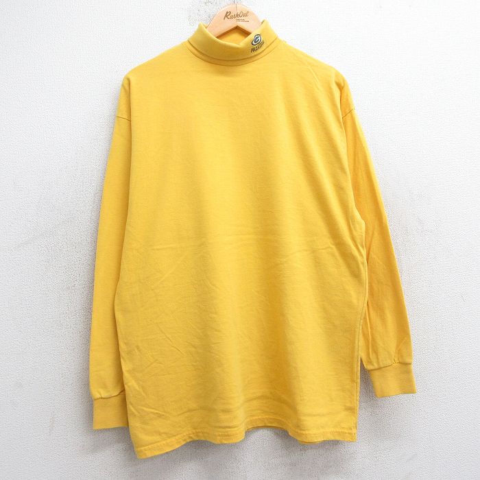 XL★古着 長袖 ビンテージ Tシャツ メンズ 90年代 90s NFL グリーンベイパッカーズ コットン タートルネック ハイネック USA製 黄 イエロー アメフト スーパーボウル 25jul02 中古
