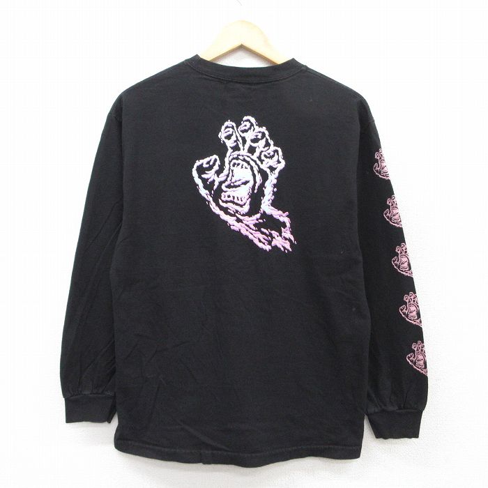 M★古着 サンタクルーズ 長袖 Tシャツ メンズ スクリーミングバンド コットン クルーネック 黒 ブラック 【spe】 25jul02 中古