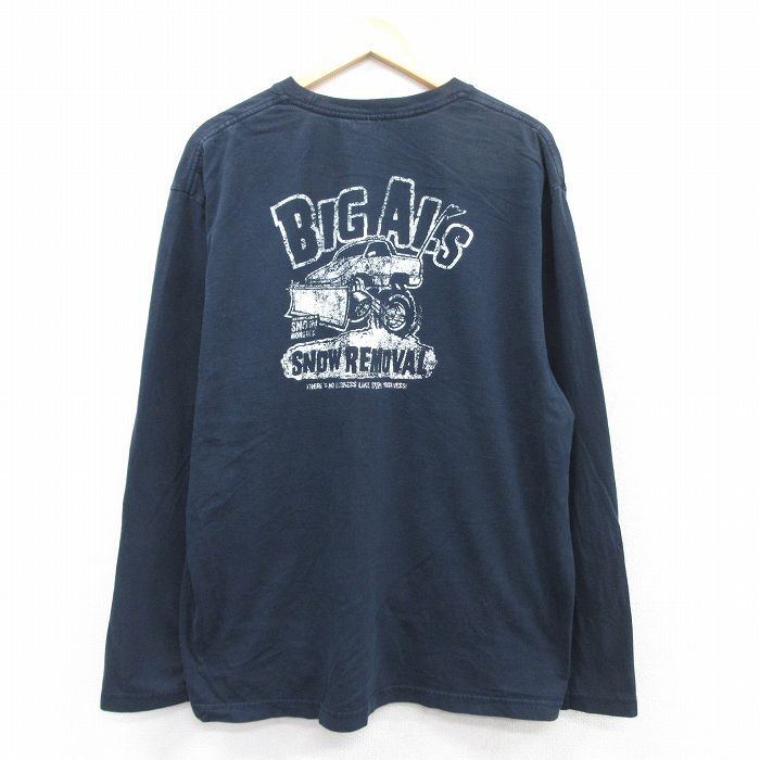 【20%OFF】XL★古着 オールドネイビー OLD NAVY 長袖 Tシャツ メンズ 車 BIG AIS 大きいサイズ コットン クルーネック 黒 ブラック 25jul02 中古