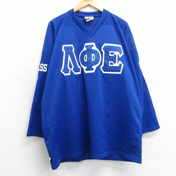 90s 長袖フットボールTシャツ COMMANDO ブルー XL | 古着