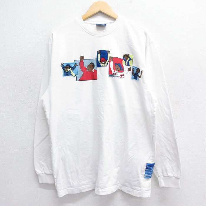 XL★古着 フブ FUBU 長袖 Tシャツ メンズ FAT ALBERT コットン クルーネック 白 ホワイト 【spe】 25jul03 中古