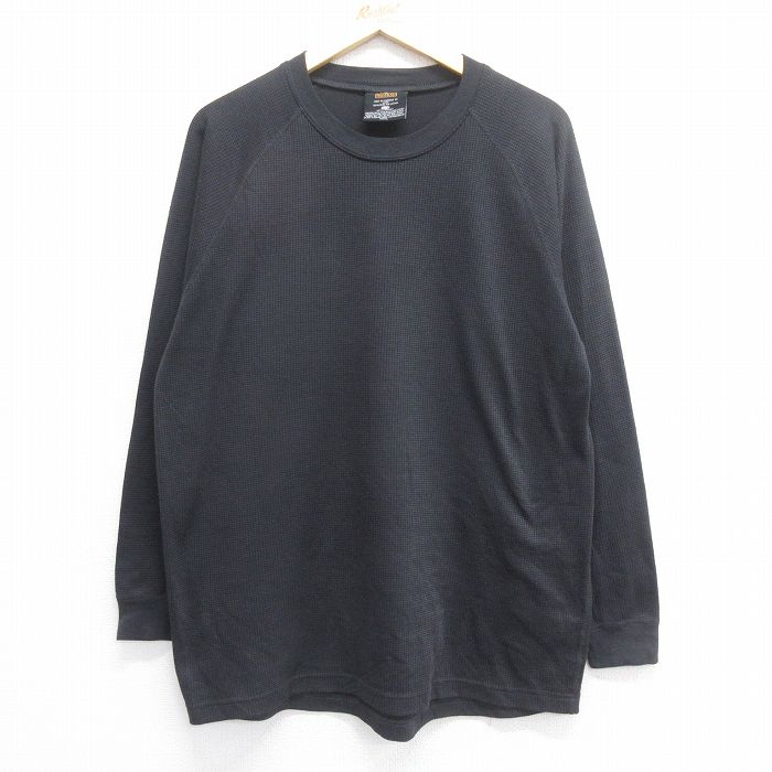 XL★古着 レッドヘッド 長袖 サーマル Tシャツ メンズ 無地 ラグラン クルーネック 黒 ブラック 25jul03 中古